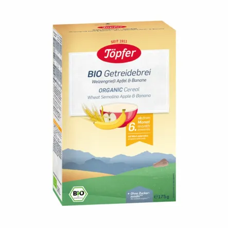 Kaszka Pszenna Jabłkowo-Bananowa Powyżej 6 Miesięcy Bio 175 g - Topfer