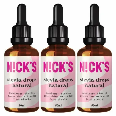 3 x Słodzik w Płynie Stevia Drops Natural 50 ml - Nicks
