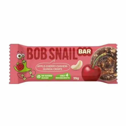 Baton Jabłko-Wiśnia z Nerkowcem i Chrupkami z Komosy Ryżowej Bez Dodatku Cukru 35 g - Bob Snail