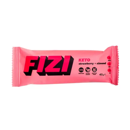 KETO Baton Proteinowy Bezglutenowy Truskawka+ Migdał 45 g - FIZI