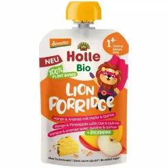 Mus Owocowy z Napojem Ryżowym i Zbożami Mango and  Ananas Bio Demeter 110 g - Holle