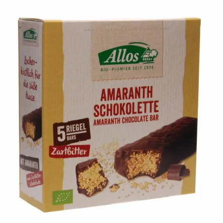 Baton Amarantusowy w Gorzkiej Czekoladzie Bio 140 g (5 sztuk) - Allos