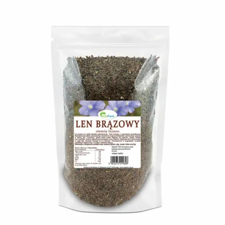 Len Brązowy Nasiona 500 g - Vitafarm - Przecena Krótka Data Minimalnej Trwałości