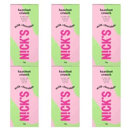 6 x Czekolada Mleczna z Orzechami Laskowymi Hazelnut Crunch 75 g - Nicks