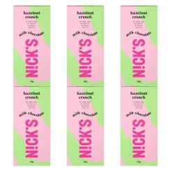 6 x Czekolada Mleczna z Orzechami Laskowymi Hazelnut Crunch 75 g - Nick's
