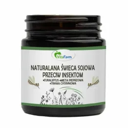 Naturalna Świeca Sojowa Przeciw Insektom (Eukaliptus, Mięta Pieprzowa, Trawa Cytrynowa) 120 ml - Vitafarm