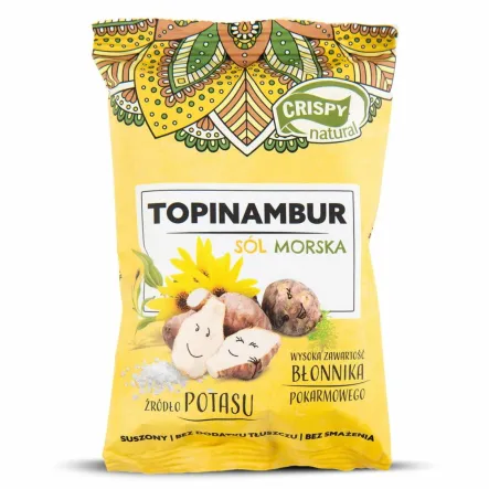 Topinambur Suszony z Solą Morską Plasterki 18 g - Crispy Natural