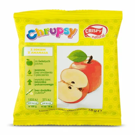 Jabłko Suszone z Sokiem Ananasowym Plasterki 18 g Chrupsy