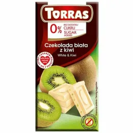 Czekolada Biała z Kiwi Bez Dodatku Cukru 75 g - Torras