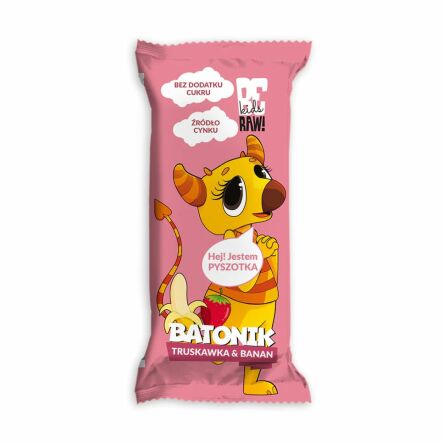 BeRAW Kids Batonik Truskawka Banan Bez Dodatku Cukru 25 g - Purella