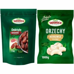 Zestaw Daktyle Suszone Bez Pestek 1 kg + Orzechy Nerkowca Połówki 1 kg - Targroch