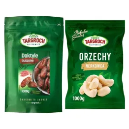Zestaw Daktyle Suszone Bez Pestek 1 kg + Orzechy Nerkowca Połówki 1 kg - Targroch