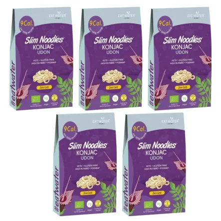 5 x Makaron Konjac Udon Bezglutenowy Bio 270 g (200 g) - SLIM NOODLES
