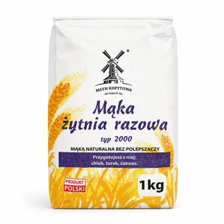 Mąka Żytnia Razowa Typ 2000 1 kg - Młyn Kopytowa