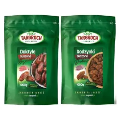 Zestaw Daktyle Suszone Bez Pestek 1 kg + Rodzynki 1 kg Targroch