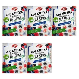 Zestaw 5 x Galaretka Przezroczysta Bez Dodatku Cukru Bezglutenowa o Smaku Owoców Leśnych 14 g - Celiko