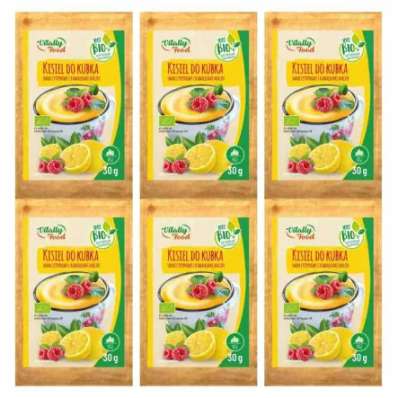 6 x Bio Kisiel do Kubka Smak Cytynowy z Kawałkami Malin 30 g - Vitally Food