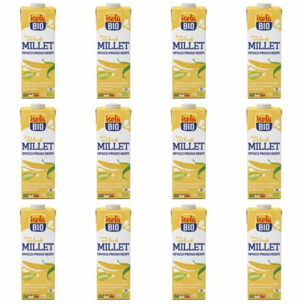 12 x  Napój Jaglany Bezglutenowy Bez Dodatku Cukru Bio 1L Isola Niesłodzony