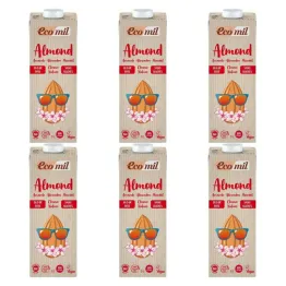 6 x Napój Migdałowy Classic Bez Dodatku Cukru Bio UHT 1 l Ecomil