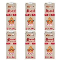 6 x Napój Migdałowy Classic Bez Dodatku Cukru Bio UHT 1 l Ecomil