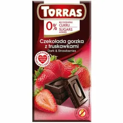Czekolada Gorzka z Truskawkami  Bez Dodatku Cukru 75 g - Torras