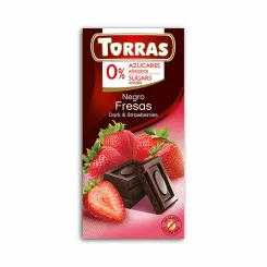 Czekolada Gorzka z Truskawkami  Bez Dodatku Cukru 75 g - Torras