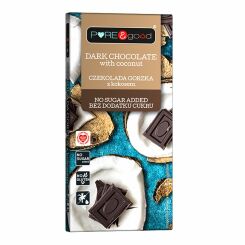 Czekolada Gorzka z Kokosem Bez Dodatku Cukru 75 g - Pure&Good