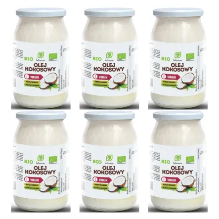 Zestaw 6 x Olej Kokosowy Virgin Nierafinowany Bio 900 ml Intenson