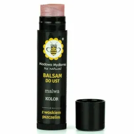 Balsam do Ust z Woskiem Pszczelim Malwa Kolor Perłowo - Jasnoróżowy 5,5 ml - Miodowa Mydlarnia