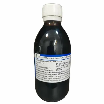 Płyn Lugola - Jodyna Roztwór Wodny 1% 250 ml - Stanlab - Przecena Krótka Data Minimalnej Trwałości