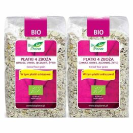 2 x Płatki 4 Zboża Bio 300 g - Bio Planet - Jęczmienne, Orkiszowe, Owsiane, Żytnie