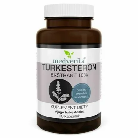 Turkesteron Ekstrakt 500 mg 60 Kapsułek -Medverita - Wyprzedaż