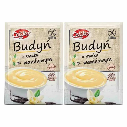 Zestaw 2 x Budyń o Smaku Waniliowym Bezglutenowy Bez Dodatku Cukru 40 g - Celiko