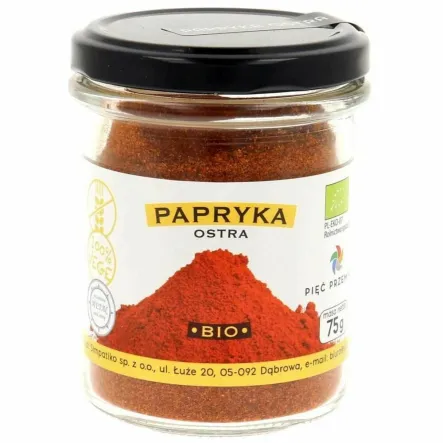 Papryka Ostra Mielona Bezglutenowa Bio 75 g - Pięć Przemian
