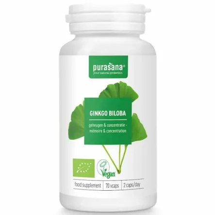 Miłorząb Japoński (Ginkgo - Biloba) BIO 70 Kapsułek - Purasana