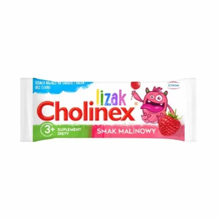 Cholinex Lizak Dla Dzieci 3+ Bez Dodatku Cukru Smak Malinowy 10 g - Stada Pharm - Przecena Krótka Data Minimalnej Trwałości