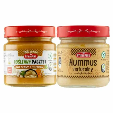 Pasztet Warzywny z Cieciorką Bezglutenowy 160 g - Primavika + Hummus Naturalny Bezglutenowy 160 g - Primavika