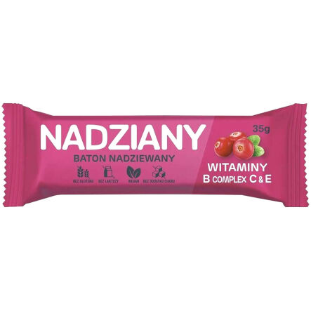 Baton Nadziewany Żurawina, Witaminy B Complex, C & E  35 g - Nadziany (data: 26.01.2025)