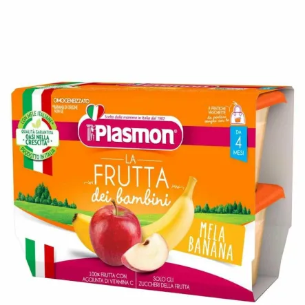 Deserek Jabłko i Banan 400 g (4x 100 g) - PLASMON - Przecena Krótka Data Minimalnej Trwałości
