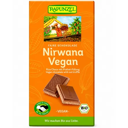 Czekolada Kuwertura z Nadzieniem Pralinowym Nirwana Bio 100 g - Rapunzel