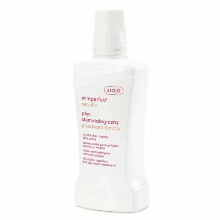 Mintperfekt Sensitiv Płyn Stomatologiczny Przeciwpróchniczy z Ksylitolem dla Dzieci i Dorosłych 500 ml - Ziaja