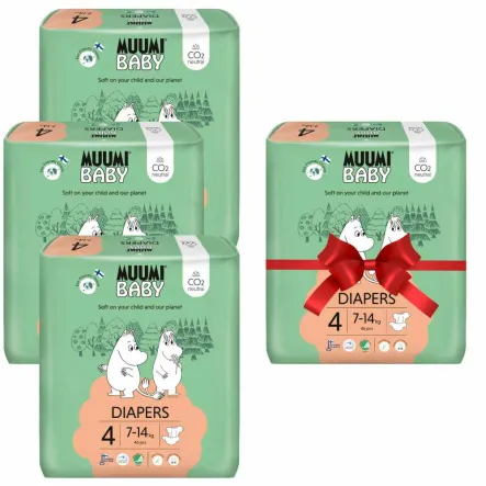 3+1 Pieluszki Jednorazowe 4 Diapers 7-14 kg 46 Sztuk - Muumi Baby 