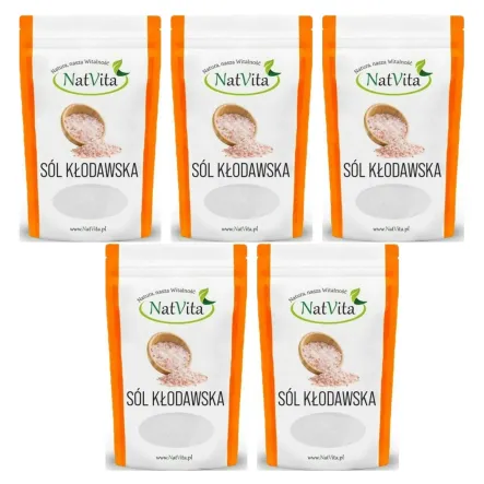 5 x Sól Kłodawska Kamienna Różowa Miałka 4 kg - Natvita