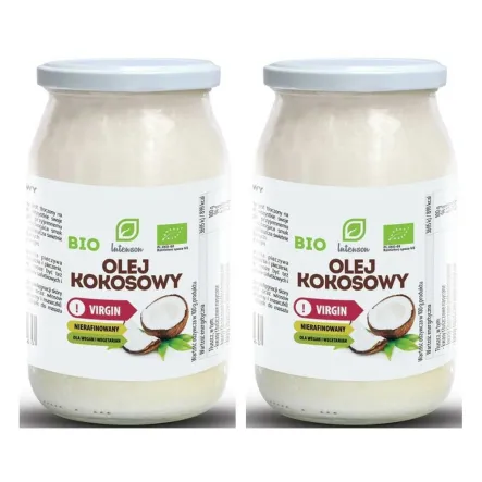 Zestaw 2 x Olej Kokosowy Virgin Nierafinowany Bio 900 ml Intenson