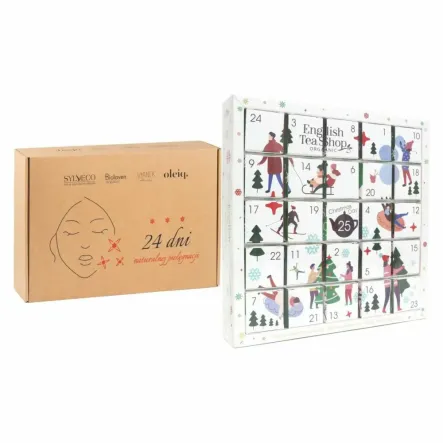 Kalendarz Adwentowy z Kosmetykami -  Sylveco + Kalendarz Adwentowy White Puzzle Bio 25 sztuk - English Tea Shop