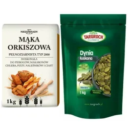 Mąka Orkiszowa Pełnoziarnista Typ 2000 1 kg Młyn Niedźwiady  + Pestki Dyni bez Łupiny Doypack 1 kg - Targroch