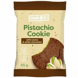 Ciastko Pistacjowe z Kakao i Białą Czekoladą Bez Dodatku Cukru Bezglutenowe 45 g - Frank&Oli