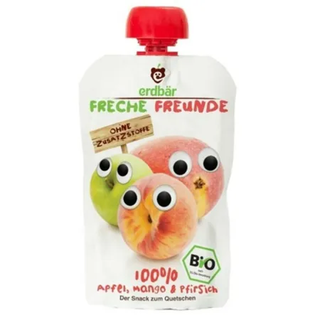 Mus Jabłko, Mango, Brzoskwinia 100 g Eko Erdbar 