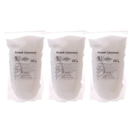 3 x Kwasek Cytrynowy Proszek 500 g - Natur Planet