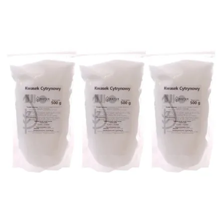 3 x Kwasek Cytrynowy Proszek 500 g - Natur Planet